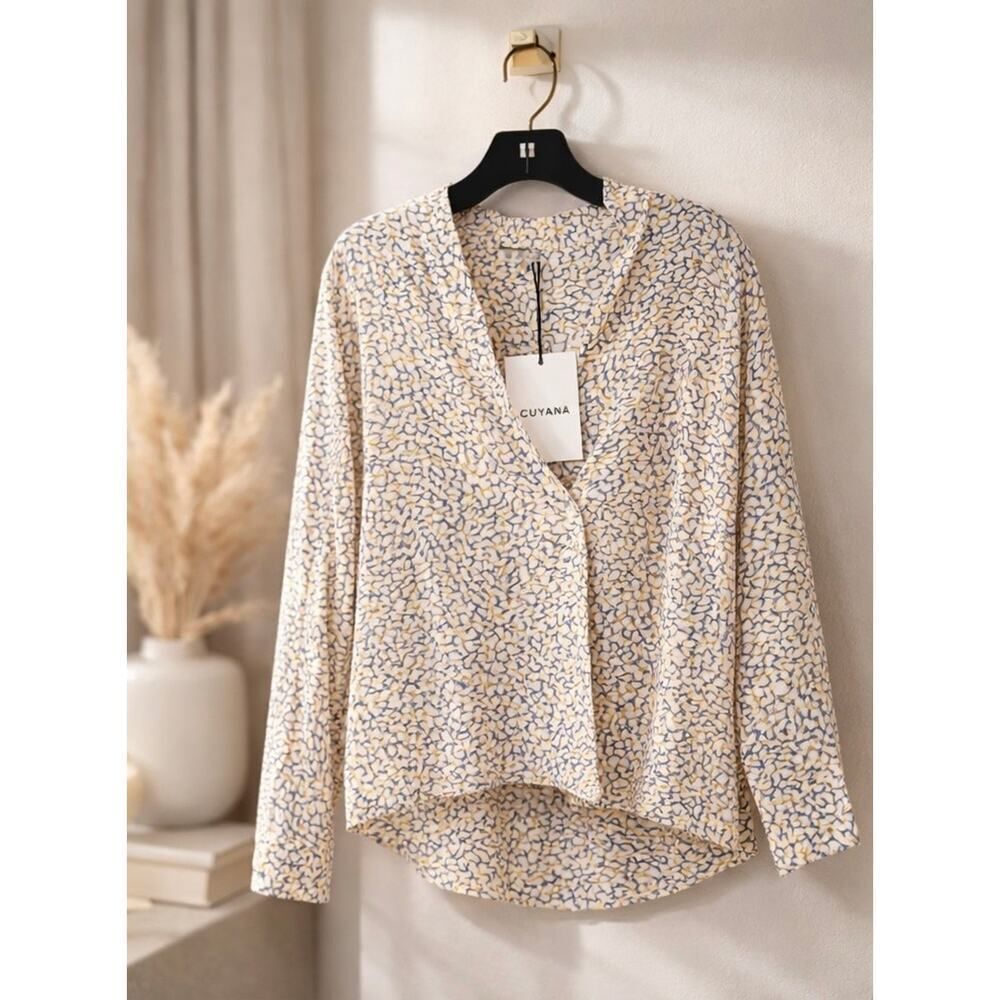 Cuyana silk wrap blouse multi colored size M